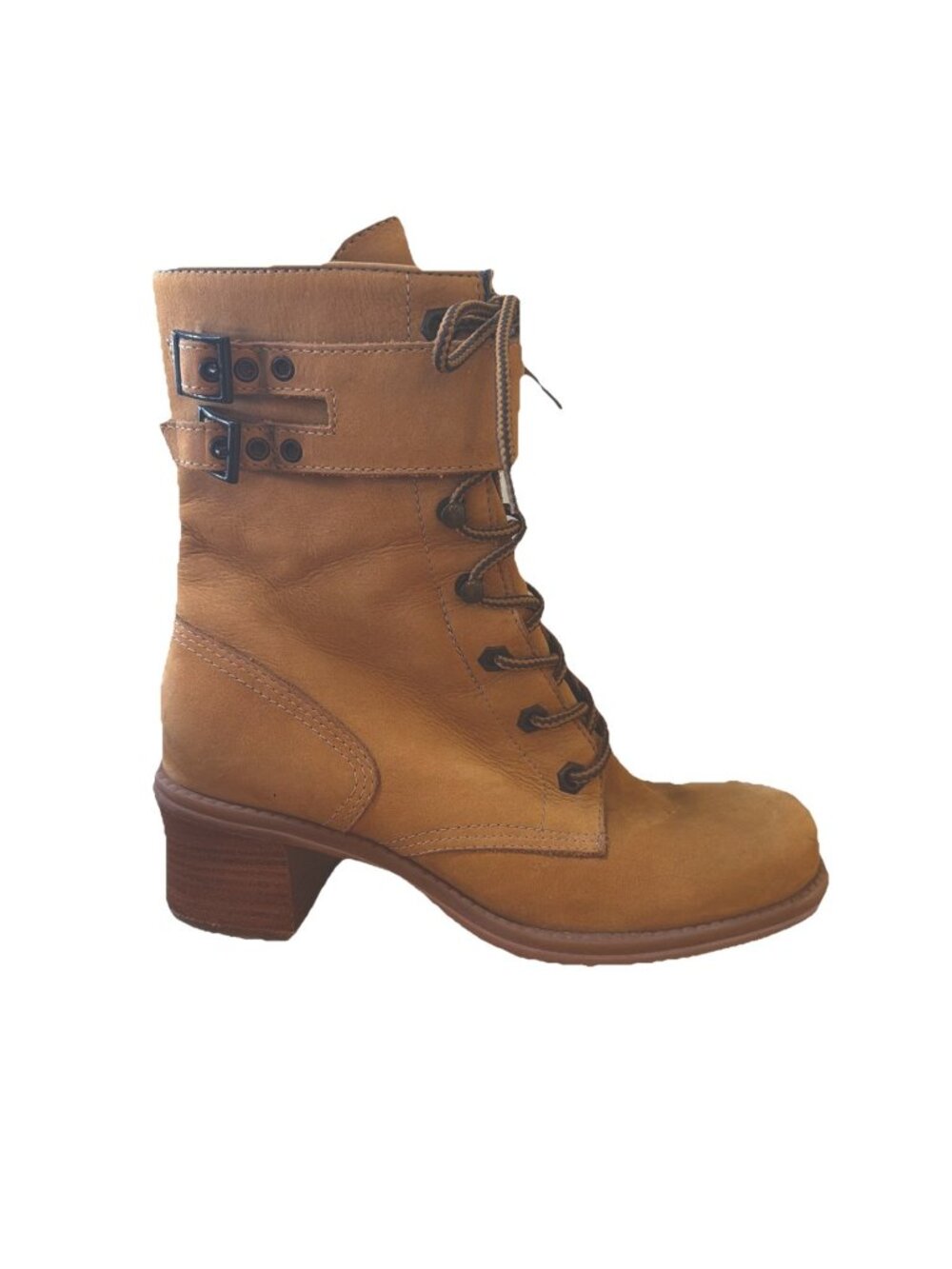 Nine West Women’s Leather  Zip Up/Lace-Up Carmel Brown Combat Boots Size 8.5